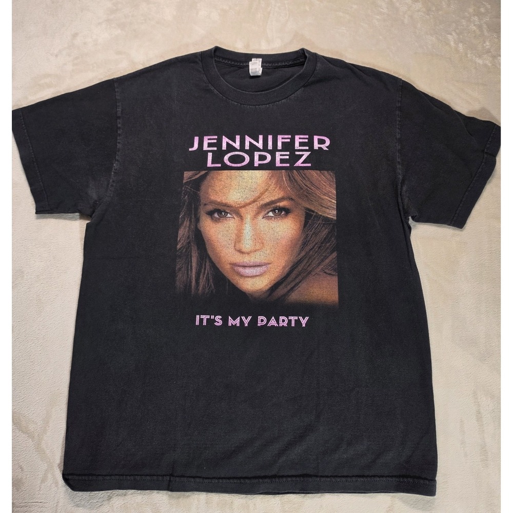 Jennifer Lopez It's My Party 2019 Tour T-Shirt Black Graphic Tee Women's Large